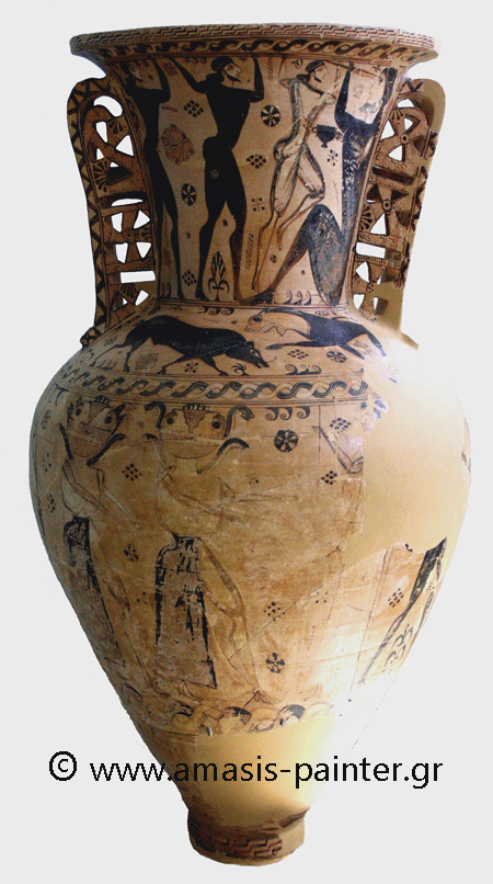 File:Gorgons, Proto-Attic neck amphora, ca 650 BC, AM Eleusis